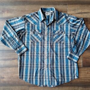 Ely Cattleman pearl snap western shirt XL Vintage